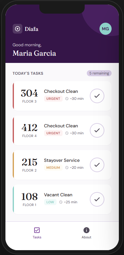 Housekeeper App (Mobile)